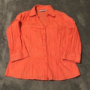 Croft & Barrow Embroidered 3/4 Sleeve Button Down